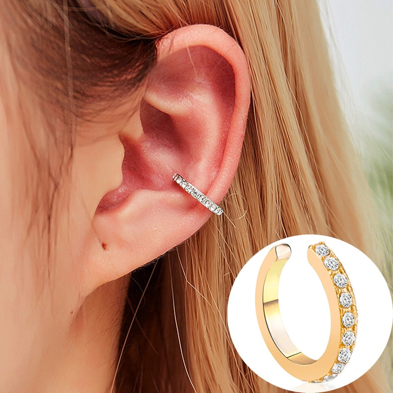 Fashion Exquisite Rhinestone Decor Ear Cuff earring for Woman Ear 2026 Summer New Arrival Christmas Jewelry Gift